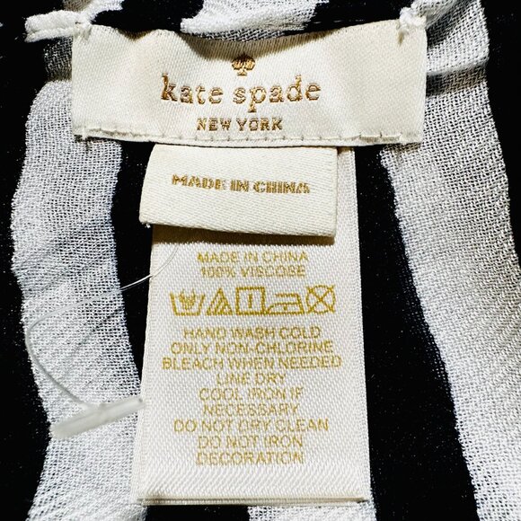 NWOT KATE SPADE NEW YORK Women's black and white striped scarf and shawl - Picture 8 of 10